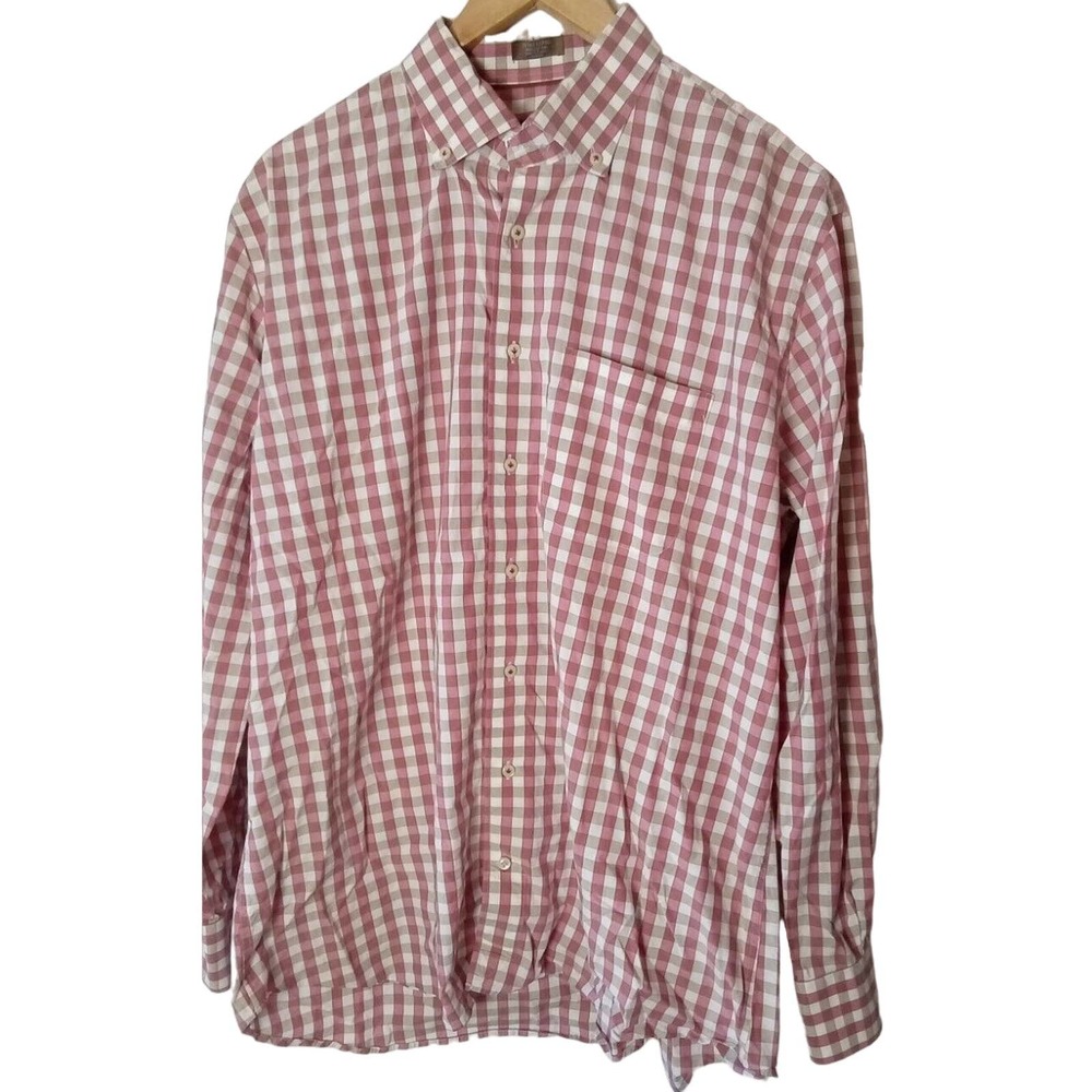 Peter Millar Shirt Mens XL Button Down Checkered Long Sleeve